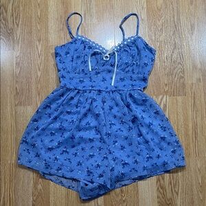 Trixxi Blue Floral Spaghetti-Strap Romper